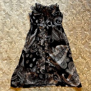 Ruffle neck paisley blouse